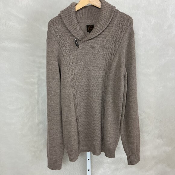 Overland Men's Light Brown Portland Alpaca Wool Fisherman's Sweater L - Picture 1 of 6